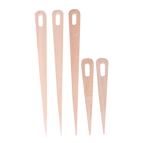 Gogogmee 5 Stück Teiliges Set Holz Webnadel Große Augen Häkelnadeln Buchenholz für Tapisserie DIY Bastelwerkzeuge Große und Kleine Nadeln für Verschiedene Webprojekte von Gogogmee