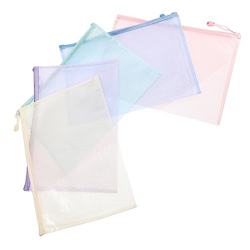 Gogogmee 5 Stück Teiliges Wasserdichte Dokumententaschen aus Kunststoff mit Reißverschluss Mesh Aufbewahrungstaschen für Bürobedarf Papier und Toilettenartikel für Zuhause und Unterwegs von Gogogmee