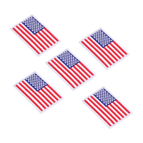 Gogogmee 5 Stück Teiliges Weiße Amerikanische Flagge Stickerei Aufnäher mit Klettband Wiederverwendbar Strapazierfähig Vielseitig für Kleidung Rucksäcke Leder Kunststoff Einfache von Gogogmee