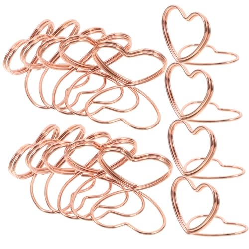 Gogogmee 50 Stück Herzform Memo Clips Kartenhalter für Tischnummern Hochzeitsfotohalter Menühalter Notizenständer Robuste und Elegante Tischdekoration Roségold von Gogogmee