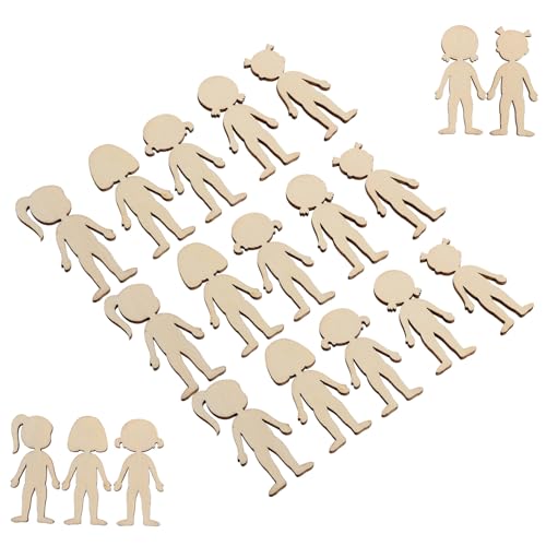 Gogogmee 50 Stück Holzfiguren zum Bemalen Blanke Holzspäne Mädchenform DIY Basteln Kindergeburtstag Robuste Holzscheiben für Kreative Handwerksprojekte und Partydekorationen von Gogogmee