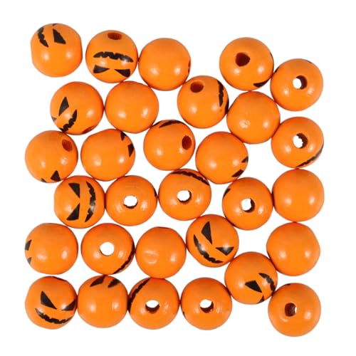 Gogogmee 50 Stück Holzperlen Dekoration Für Halloween Partys Halloween Dekorationen Zahlenformen DIY Rustikale Sprühlackierte Ovale Perlen Bastelperlen Zubehör Farbe von Gogogmee
