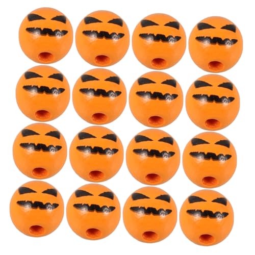 Gogogmee 50 Stück Holzperlen Dekorationszubehör Sprühlackierte Ovale Perlen Halloween Perlen Formen Gruseliges Basteln Halloween Party Material Lange Charms Ornament von Gogogmee