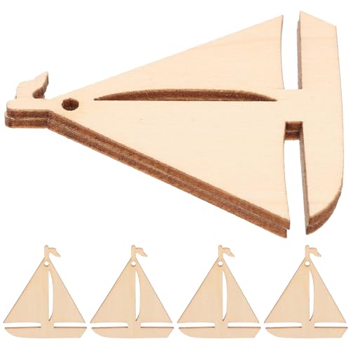 Gogogmee 50 Stück Holzschnittmuster Segelboot Ungefertigte Holzstücke DIY Holz Bastelmaterialien für Kreative und Dekorationen von Gogogmee