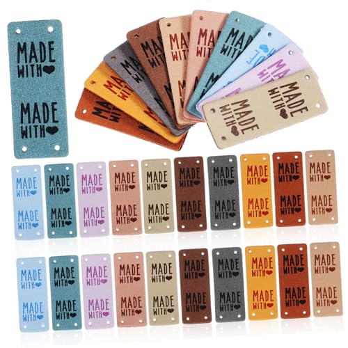 Gogogmee 50 Stück PU Lederlabels zum Annähen Beständige Handmade Kleidungsetiketten mit Prägung Farben für Strickwaren Häkelprojekte und DIY Bekleidungszubehör Gogogmee 50 Stück PU Lederlabels zum Annähen Beständige Handmade Kleidungsetiketten mit Prägung Farben für Strickwaren Häkelprojekte und DIY Bekleidungszubehör von Gogogmee