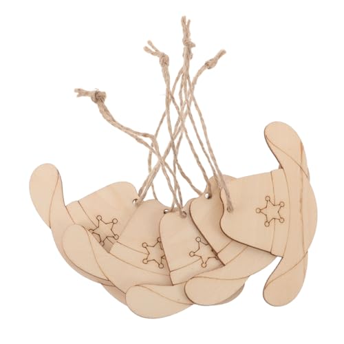 Gogogmee 50 Stück Teiliges Cowboyhut Holz-dekoset Unlackierte Holzornamente zum Bemalen Einfach zu Verarbeiten Kinderfreundlich für Western-partys Weihnachts Geburtstagsdeko von Gogogmee