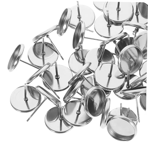 Gogogmee 50 Stück Teiliges Ohrstecker Basisfassung für Ohrringherstellung Langlebige Leichte Flache Runde Halterungen für DIY Schmuck und Cabochon Einstellungen von Gogogmee