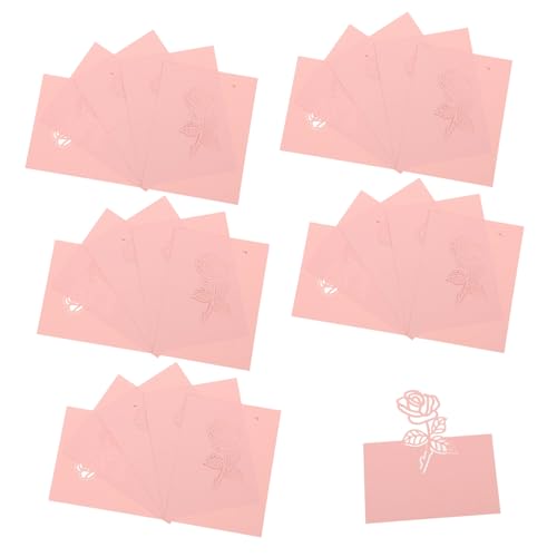 Gogogmee 50 Stück Teiliges Perlmutt Rosa Hochzeit Platzkarten mit Rosen Motiv Glatte Oberfläche für Einfache Beschriftung Vielseitig Einsetzbar für Tischdekoration bei Hochzeit Empfang von Gogogmee