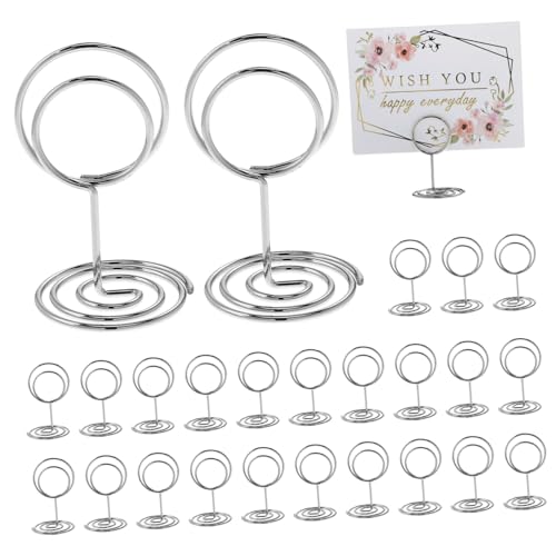 Gogogmee 50 Stück Tischkartenhalter Silber Rund mit Stabilem Sockel Memo Clip Namenskartenhalter für Hochzeit Restaurant Party Vielseitig Einsetzbar und Einfach zu Verwenden von Gogogmee