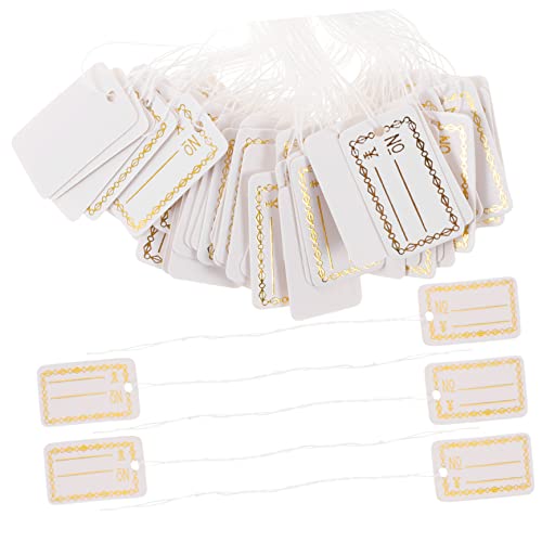 Gogogmee 500Stücke Beschreibbare Preisschilder mit Schnur Etiketten für Schmuck und Kleidung zur Preiskennzeichnung und Artikelverwaltung Langlebig und Einfach zu Verwenden von Gogogmee