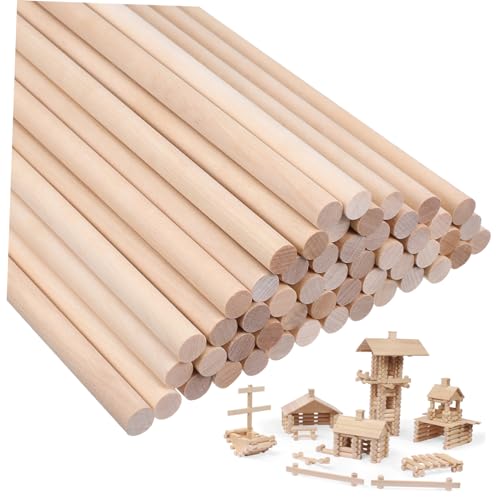 Gogogmee 50Stücke Holz Dübelstäbe Buchenholz Unbehandelte Holzstäbe für DIY Projekte Kunsthandwerk Möbelbau und Dekoration von Gogogmee