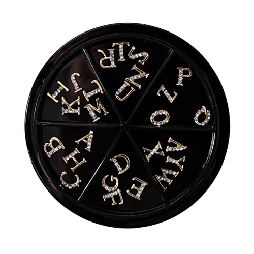 Gogogmee 52Stücke Buchstaben Nageldekor Legierung Strass Nail Art Charms für Kreative DIY Nagelkunst für Zuhause für Besondere Anlässe von Gogogmee