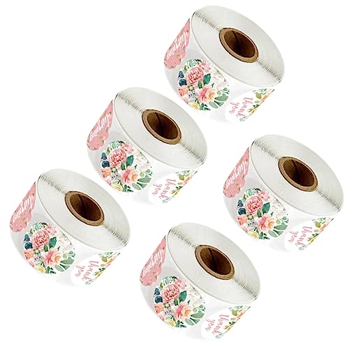 Gogogmee 5Rollen Babyparty Aufkleber Selbstklebende Etiketten für Danksagungen und Verpackungen Blumen Design von Gogogmee