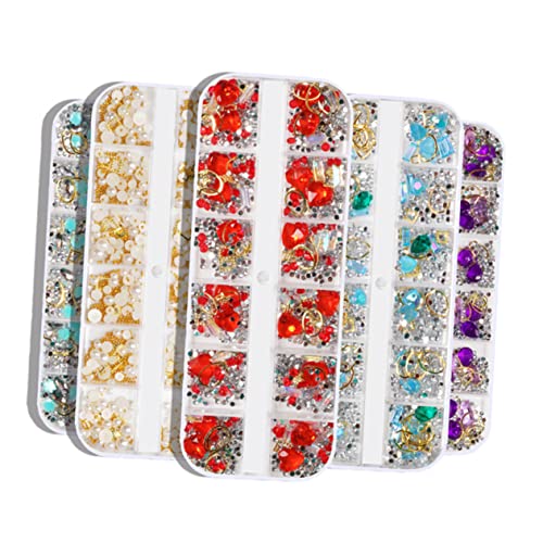 Gogogmee 5Stücke Teiliges Nagelkunst Zubehör Set DIY Maniküre Dekoration mit Strasssteinen und Perlen Nageldesign für und Damen für Natürliche und Künstliche Nägel Geeignet von Gogogmee