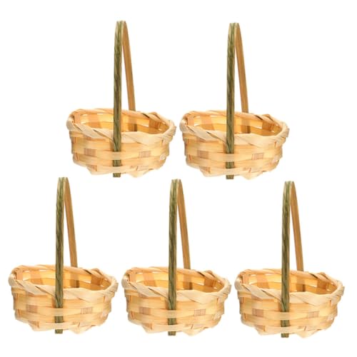 Gogogmee 5stücke Mini-flechtkorb Aus Bambus Kleiner Korb Für Blumen Miniatur-aufbewahrungskorb Rustikaler Stil Für Puppenhaus Party Und Hochzeit Schreibtisch Und Tischdeko von Gogogmee