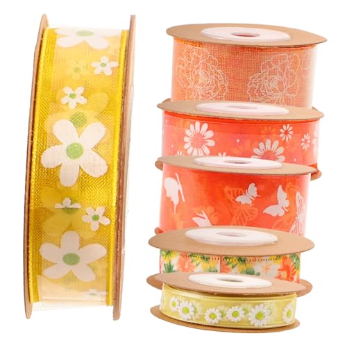 Gogogmee 6 Rollen Dekoratives Geschenkband mit Blumenmuster Doppelseitiges Polyester Satinband Vielseitiges Bastelband für DIY Schleifen Partydekorationen und Festivalgeschenke Gogogmee 6 Rollen Dekoratives Geschenkband mit Blumenmuster Doppelseitiges Polyester Satinband Vielseitiges Bastelband für DIY Schleifen Partydekorationen und Festivalgeschenke von Gogogmee