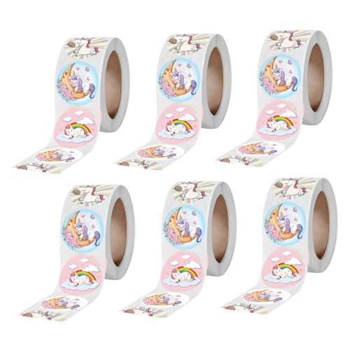 Gogogmee 6 Rollen Entzückende Tieraufkleber für Kinder Selbstklebende Dekoetiketten Runde Sticker mit Tiermotiven für Scrapbooking und Belohnungen von Gogogmee