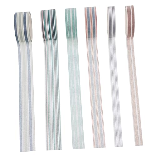 Gogogmee 6 Rollen Washi Tape Streifen Washi Klebeband Dekoratives Masking Tape für Scrapbooking DIY Handwerk und Kreative Journals von Gogogmee