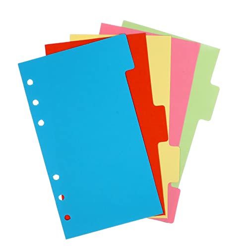 Gogogmee 6 Sätze Trennblätter Set mit Löchern Bunte Registerkarten für Notizbuch Nachfüllbare Trennblätter für Schulmaterial und Bürobedarf für Alltägliche Anwendungen und Zufällige Farbe von Gogogmee