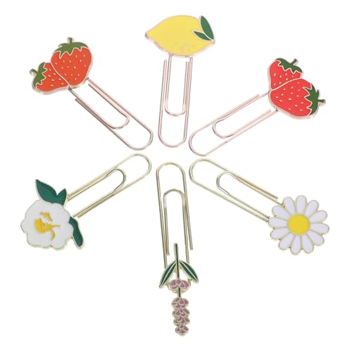 Gogogmee 6 Stück Büroklammer Haarspangen Clip-lesezeichen Erdbeernadel Papierklammern Dekorative Papierklammern Süße Papierklammern Papierclip Einzigartige Papierklammern Metall von Gogogmee