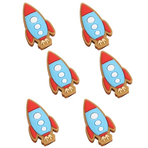 Gogogmee 6 Stück Cartoon Bleistiftkappen PVC Raketen Bleistiftverlängerer Schutzkappen für Bleistiftspitzen Praktische Bleistiftkappen für Schule und Büro von Gogogmee