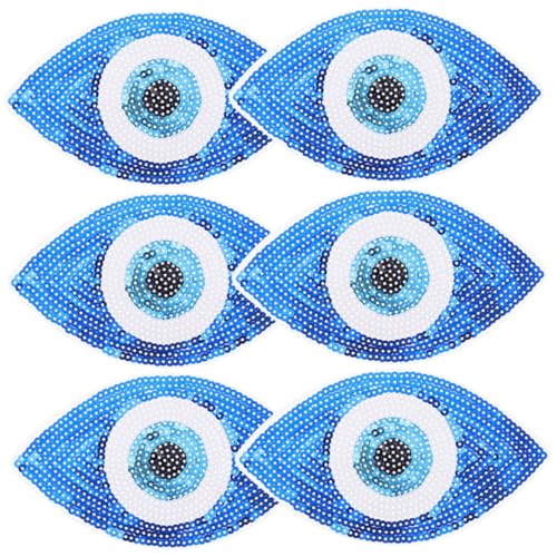 Gogogmee 6 Stück Teiliges Bestickte Augen Patches mit Pet Perlen Dekorative Aufnäher für Kleidung DIY Bügelmotive und Stoffflicken Geeignet für Jeans Jacken Rucksäcke und Accessoires von Gogogmee