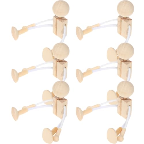 Gogogmee 6 Stück Teiliges DIY Holzpuppen aus Natürlichem Holz Glatte Oberfläche Kleine Cartoon Figuren zum Bemalen und Basteln Kreative Holzspielzeuge für Individuelle Dekoration und Gogogmee 6 Stück Teiliges DIY Holzpuppen aus Natürlichem Holz Glatte Oberfläche Kleine Cartoon Figuren zum Bemalen und Basteln Kreative Holzspielzeuge für Individuelle Dekoration und von Gogogmee