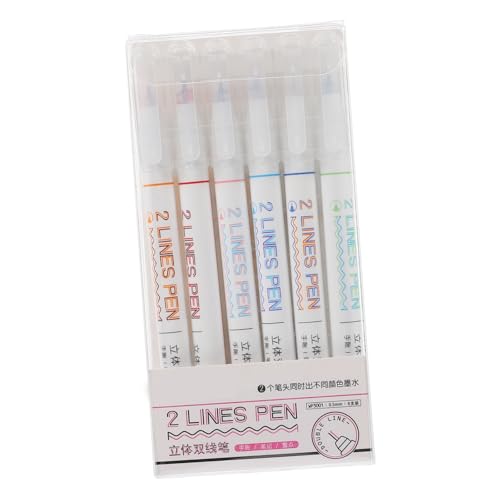 Gogogmee 6 Stück Teiliges Doppelliniger Marker Stifte Bunte Outline Stifte zum Zeichnen und Unterstreichen Vielseitige Filzstifte mit Dicker und Dünner Linie für DIY Fotoalben Einladungen von Gogogmee