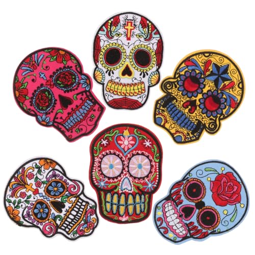 Gogogmee 6 Stück Teiliges Halloween Skull Aufnäher zum Aufbügeln Bestickte Punk Stil Applikationen für Kleidung Jeans Hüte DIY Dekoration Farbenfrohe Schädelmotive für Erwachsene Gogogmee 6 Stück Teiliges Halloween Skull Aufnäher zum Aufbügeln Bestickte Punk Stil Applikationen für Kleidung Jeans Hüte DIY Dekoration Farbenfrohe Schädelmotive für Erwachsene von Gogogmee