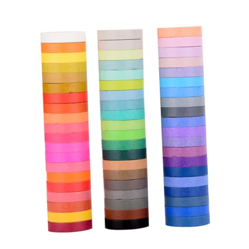 Gogogmee 60 Rolle Teiliges Washi Papier Klebeband Bunte Basisfarben Kreative Dekorationsbänder für DIY Bastelpapier Geschenkverpackung Scrapbooking Planer und Etiketten Vielseitig und von Gogogmee