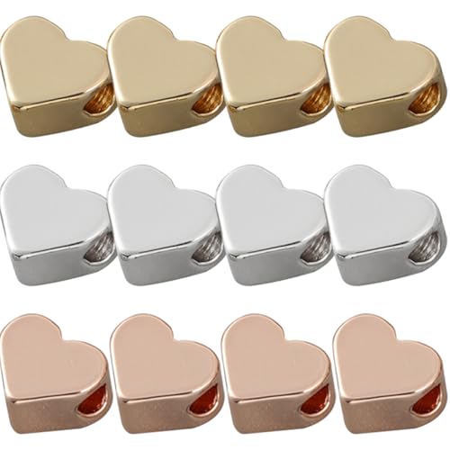 Gogogmee 60 Stück Herzperlen DIY Herz Abstandshalterperlen für Schmuckherstellung Silber Gold Roségold für Armbänder und Kreative Projekte von Gogogmee