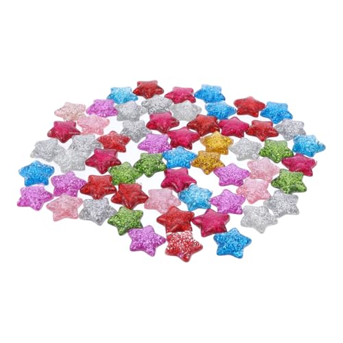 Gogogmee 60 Stück Teiliges DIY Resin Sternperlen Glitzernde Fünfzackige Stern Cabochons für Basteln Schmuckherstellung Bunte Langlebige Dekorationen für Fotoalben Blumentöpfe Tassen und von Gogogmee