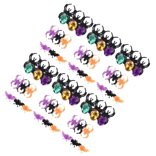 Gogogmee 60 Stück Teiliges Halloween Ring für Bunte Kunststoff Ringe mit Spinnen und Fledermaus Motiven Verstellbare Fingerdekoration Sichere Geruchlose Party Deko für Kostümfeste und Gogogmee 60 Stück Teiliges Halloween Ring für Bunte Kunststoff Ringe mit Spinnen und Fledermaus Motiven Verstellbare Fingerdekoration Sichere Geruchlose Party Deko für Kostümfeste und von Gogogmee