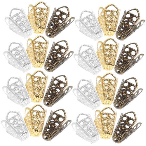 Gogogmee 60 Stück Teiliges Perlenkappen Robustem Metall Filigrane Blumenform mit Hohlem Design für DIY Schmuckherstellung Langlebige Endkappen für Armbänder und Ohrringe Modische von Gogogmee