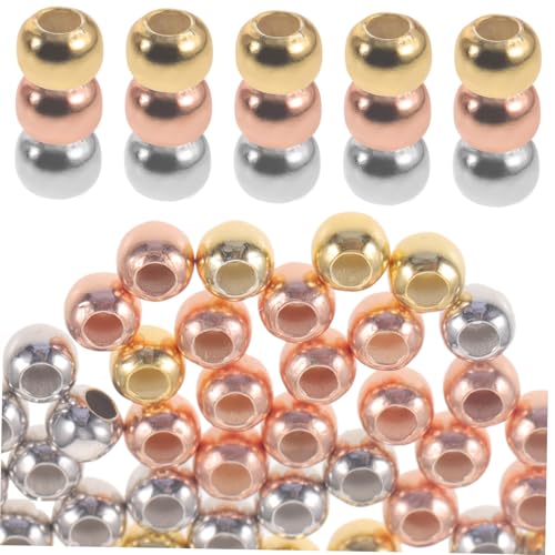 Gogogmee 60 Stück Teiliges Perlenset Runde Spacer Perlen in Weißgold Gold und Roségold Leichte Multifunktionale Bastelperlen zum Auffädeln für DIY Schmuckherstellung Armbänder Halsketten von Gogogmee