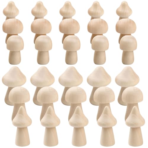Gogogmee 60 Stück Unlackierte Holzpilze für DIY Bastelset Natürliche Dekoration für Kreative Projekte und Malspaß für Erwachsene von Gogogmee