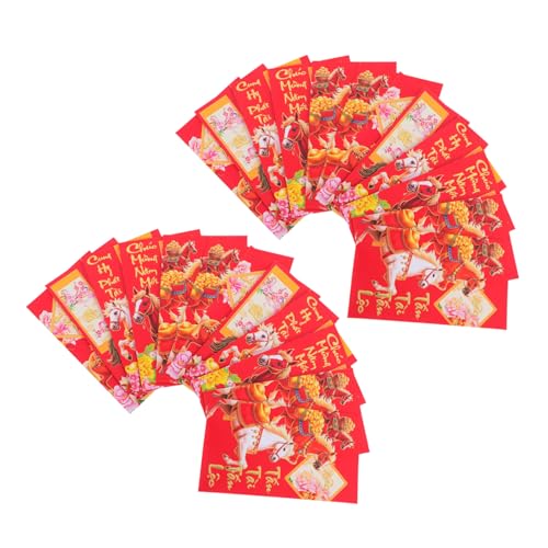Gogogmee 60 Stück Vietnamesische Rote Umschläge Pferdejahr Papier Hong Bao Glücksgeldumschläge Chinesisches Frühlingsfest Lunar Year Pakete mit Motiven von Gogogmee