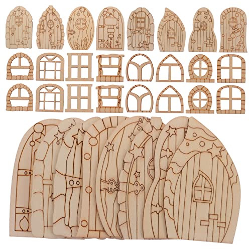 Gogogmee 64Stücke Feen Türen Holz Unvollendete DIY Bastelarbeiten für Feengärten Miniatur Feentüren Vielseitig Einsetzbares Dekorationszubehör von Gogogmee