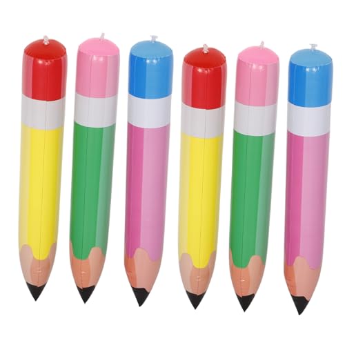 Gogogmee 6Stücke Aufblasbarer Jumbo Bleistift Große Schuldekoration Hängeballon Verschiedenen Farben für Schulanfang Abschlussfeier und Kindergeburtstage Leicht und Sicher von Gogogmee