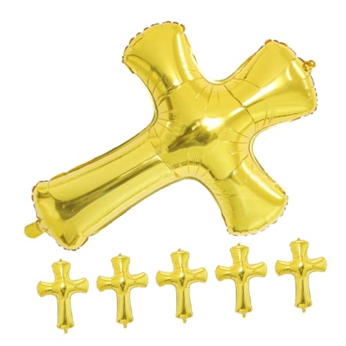 Gogogmee 6Stücke Kreuzballons Aluminiumfolie Dekoration Babyparty Luftballons Langlebig für Kinderfeste Goldene Kreuzform für Unvergessliche Feiern von Gogogmee