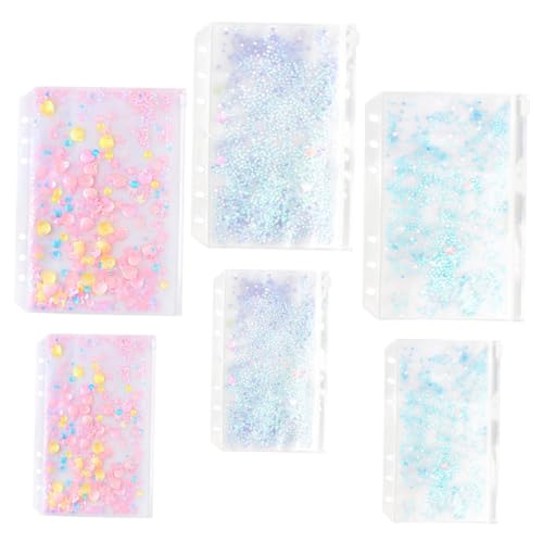Gogogmee 6Stücke Reißverschluss Dokumententaschen Wasserdichte Ordner Aufbewahrung für Notizen Quittungen und Kosmetik Glitzernde Durchsichtige Beutel für Einfache von Gogogmee
