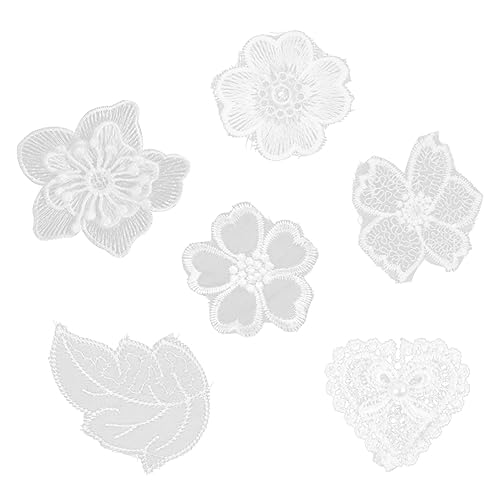 Gogogmee 6Stücke Weißer Nähflicken Stickerei Patches für DIY Kostümdekoration Applikationen für Kleidung und Handwerk von Gogogmee