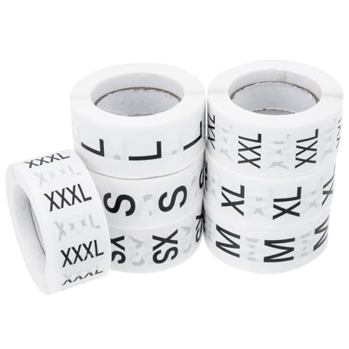 Gogogmee 7 Rollen Kleidung Aufkleber Selbstklebende Etiketten für Shirts Klare Druckqualität Praktische Organisation für Bekleidungsgeschäfte Einfache Handhabung und Schnelle von Gogogmee