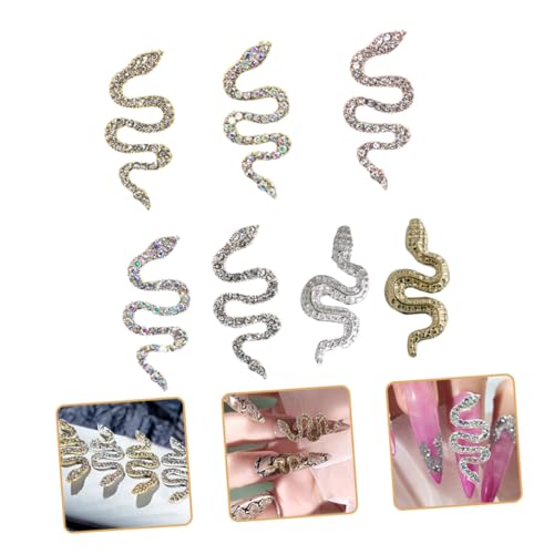 Gogogmee 7 Stück Teiliges Nagelkunst Charms Vintage Schlangenform Nageldekoration Manicure Decor Langlebig Modisch für Damen und Professionelle Nail Art Zubehör von Gogogmee