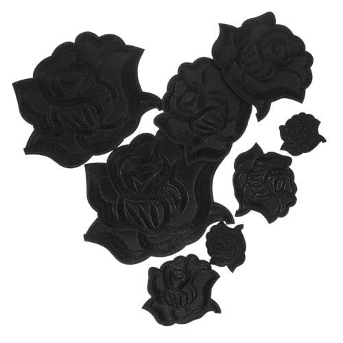 Gogogmee 8 Stück Teiliges Bügelflicken Rosen Applikationen zum Aufbügeln Bestickte DIY Kleidung Patches in Schwarz Dekorative Ersatzflicken für Jacken Hüte Schuhe Taschen Strapazierfähig von Gogogmee