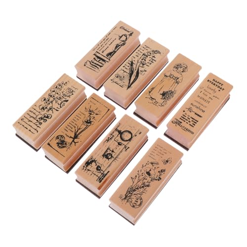 Gogogmee 8 Stück Teiliges Dekoratives Holzstempel Schönen Mustern Langlebig und Einfach zu Bedienen für DIY Tagebuch Scrapbooking und Kreative Bastelprojekte von Gogogmee