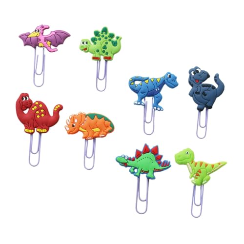 Gogogmee 8 Stück Teiliges Dinosaurier Papierclips Niedliche Cartoon Büroklammern aus PVC für Dokumente Notizen und Lesezeichen für Schule Büro und Bastelprojekte Zufällige Zufällige Farbe von Gogogmee