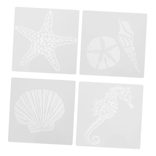 Gogogmee 8 Stück Teiliges Meer malvorlagen Hohlem Design Wiederverwendbare Schablonen aus Langlebigem Material für Glas Poster Inklusive Seestern Muschel Kaurischnecke von Gogogmee