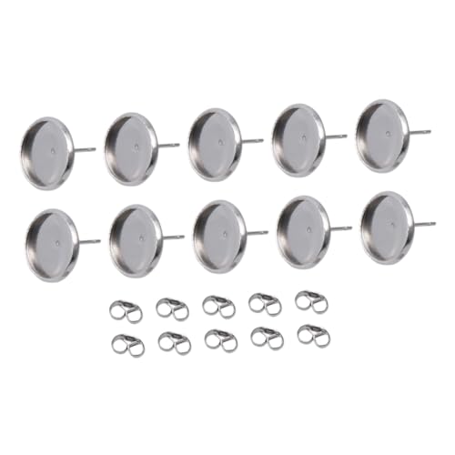 Gogogmee 80 Stück Teiliges Ohrstecker Rohlinge aus Edelstahl Runde Ohrstecker Fassungen mit Inklusive Passenden Verschlüssen für DIY Schmuckherstellung von Gogogmee