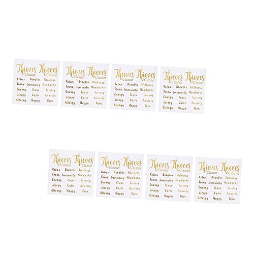 Gogogmee 8Blätter Goldene Buchstabenaufkleber für Ätherische Öle Wasserdichte Etiketten für Roll Flaschen Ölbeständig und Einfach zu Entfernen für Aromatherapie von Gogogmee